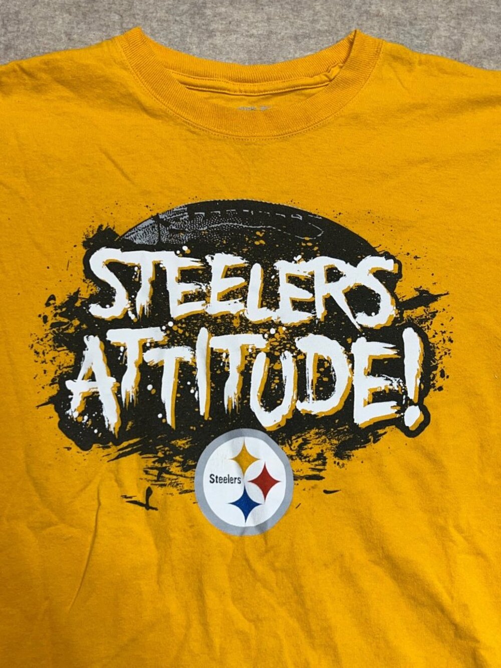 Pittsburg Steelers "Steelers Attitude!" Yellow Short Sleeve Graphic T-shirt Larg - Picture 2 of 7